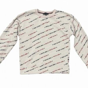 Tommy Hilfiger Kids' Cream and Red Logo Long Sleeve Tee